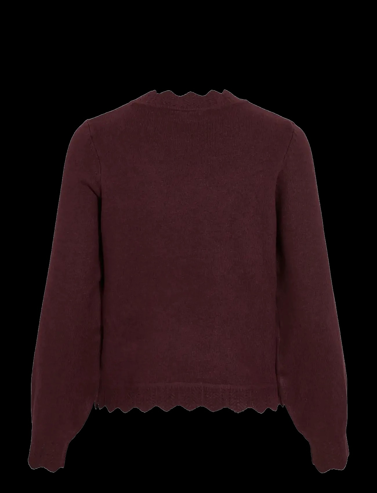 Wholesale Women’s Burgundy Scalloped Hem Knit Sweater – Elegant Crew Neck Pullover