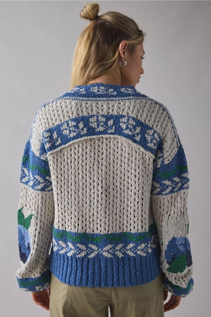 Personalized Women’s Knitted Cardigan with Nordic Pattern – Cozy Vintage Style