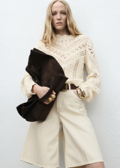 Customized Women’s knit Lace Blouse – Elegant Vintage-Inspired Long Sleeve Top
