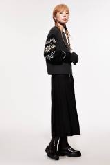 OEM ODM Women’s Nordic Pattern Zip-Up Knit Cardigan – Dark Charcoal