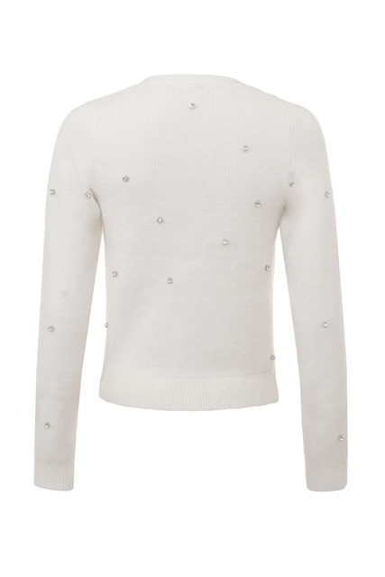 Wholesale Women’s Pearl & Crystal Embellished Cardigan with Bow – Elegant White Knit