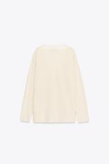 Customized Women’s Oversized V-Neck Sweater with Lace Trim – Cream Knit