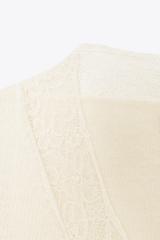 Customized Women’s Oversized V-Neck Sweater with Lace Trim – Cream Knit