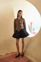 Custom Design Asymmetrical Ruffle Mohair Knit Cardigan