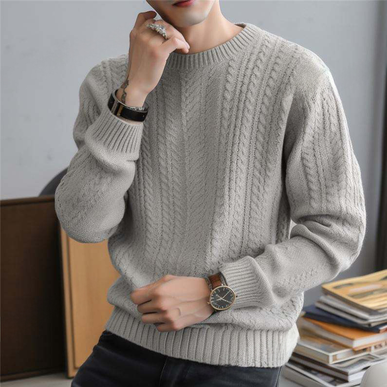 Personalized Men’s Classic White Cable Knit Sweater – Winter Warm Pullover