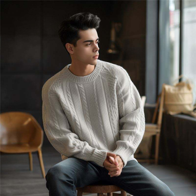 Personalized Men’s Classic White Cable Knit Sweater – Winter Warm Pullover
