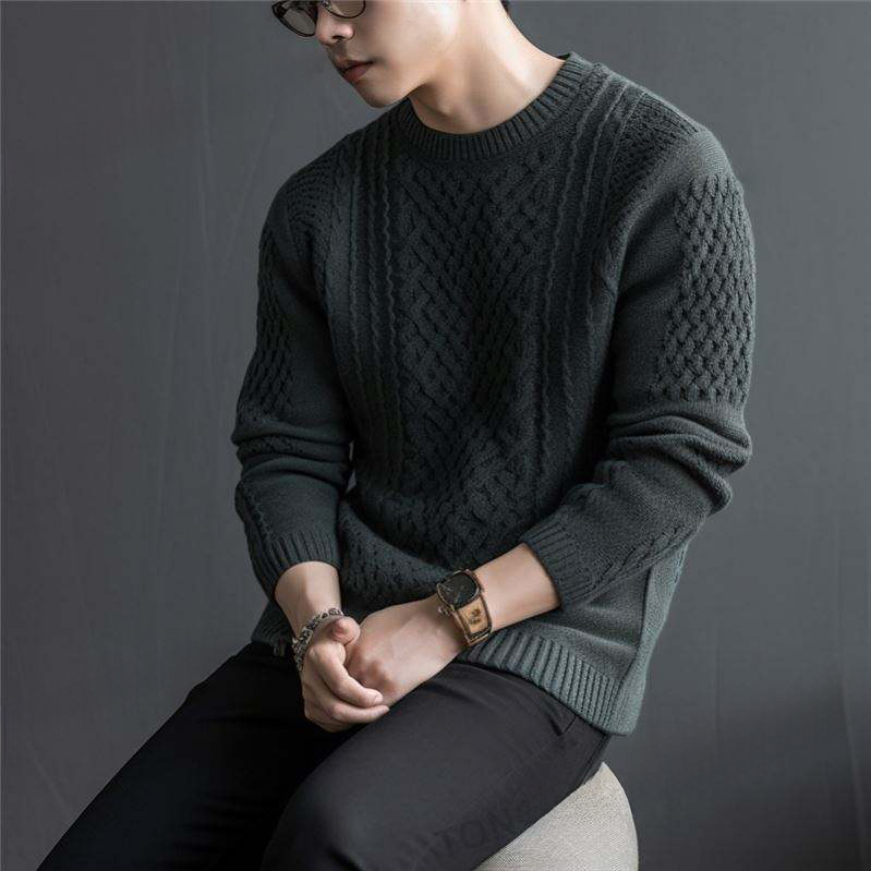 Personalized Men’s Classic White Cable Knit Sweater – Winter Warm Pullover