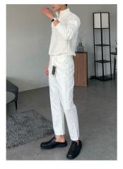 Customized Men’s White Half-Zip Cable Knit Sweater – Modern Slim Fit Pullover