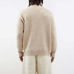 Custom Design Asymmetric Button Wool-Blend Sweater – Sand Beige