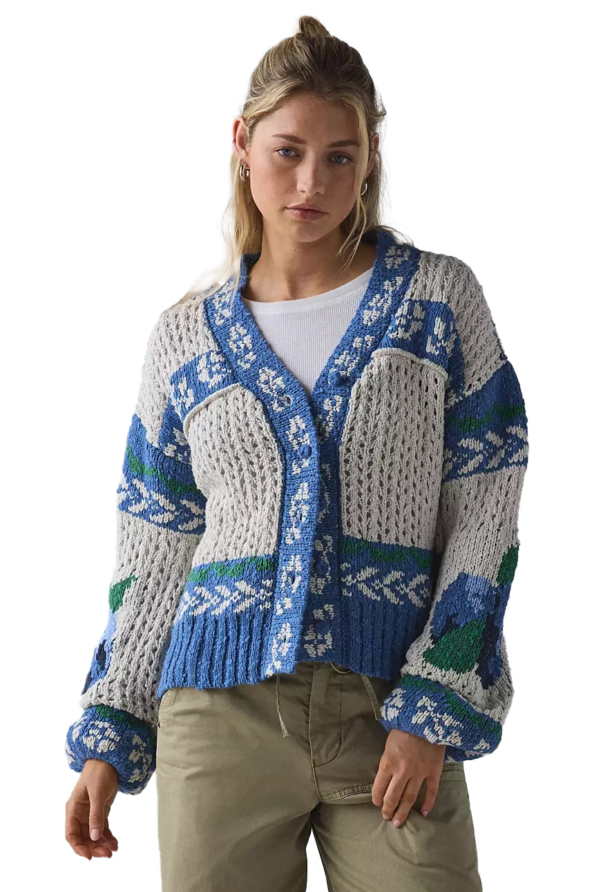 Personalized Women’s Knitted Cardigan with Nordic Pattern – Cozy Vintage Style