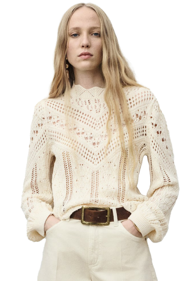 Customized Women’s knit Lace Blouse – Elegant Vintage-Inspired Long Sleeve Top