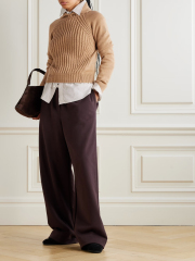 Made-to-order Cashmere Ribbed Turtleneck Sweater – Camel Beige