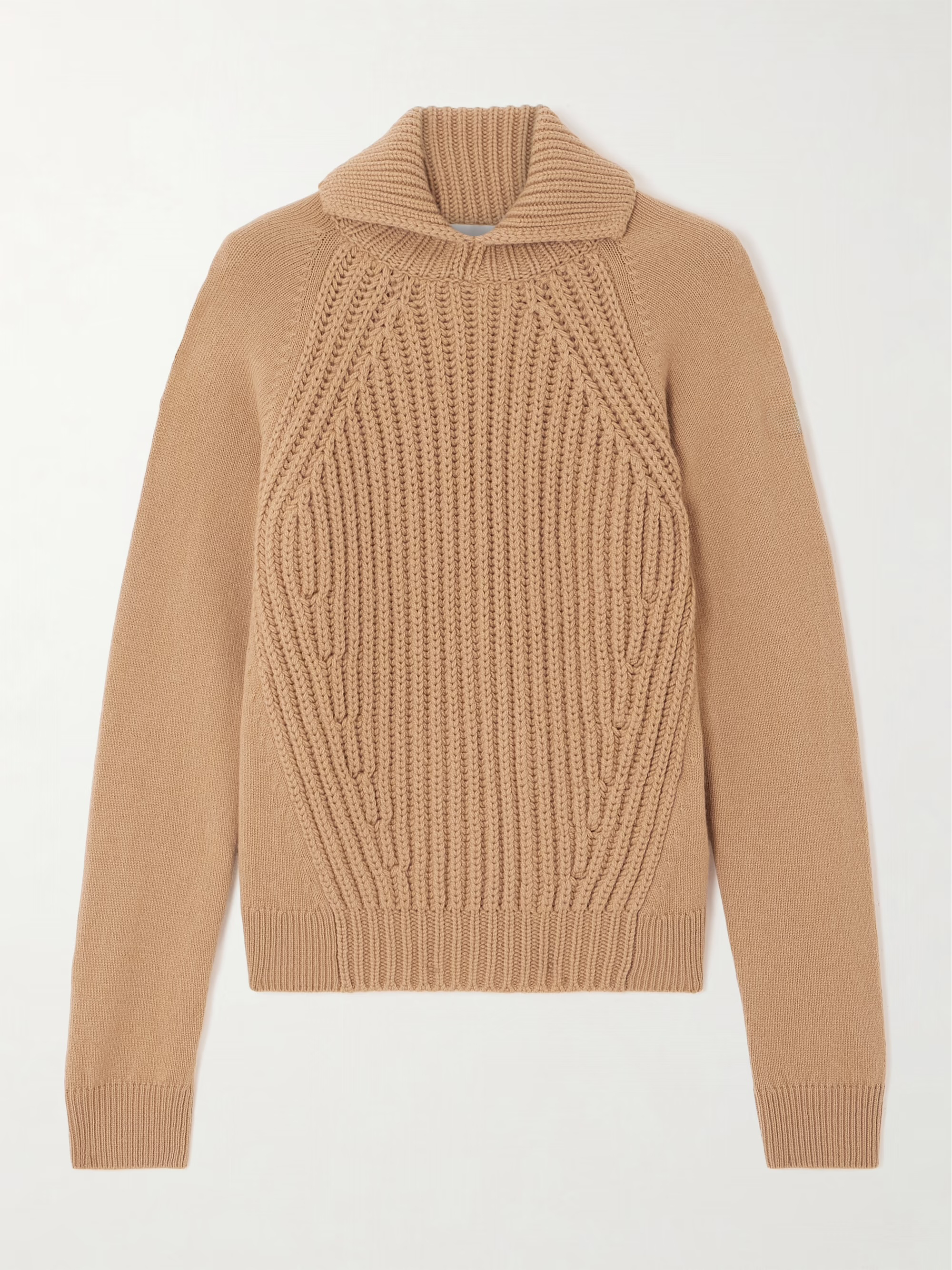 Made-to-order Cashmere Ribbed Turtleneck Sweater – Camel Beige