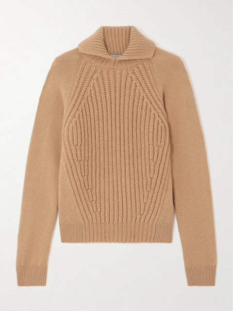 Made-to-order Cashmere Ribbed Turtleneck Sweater – Camel Beige