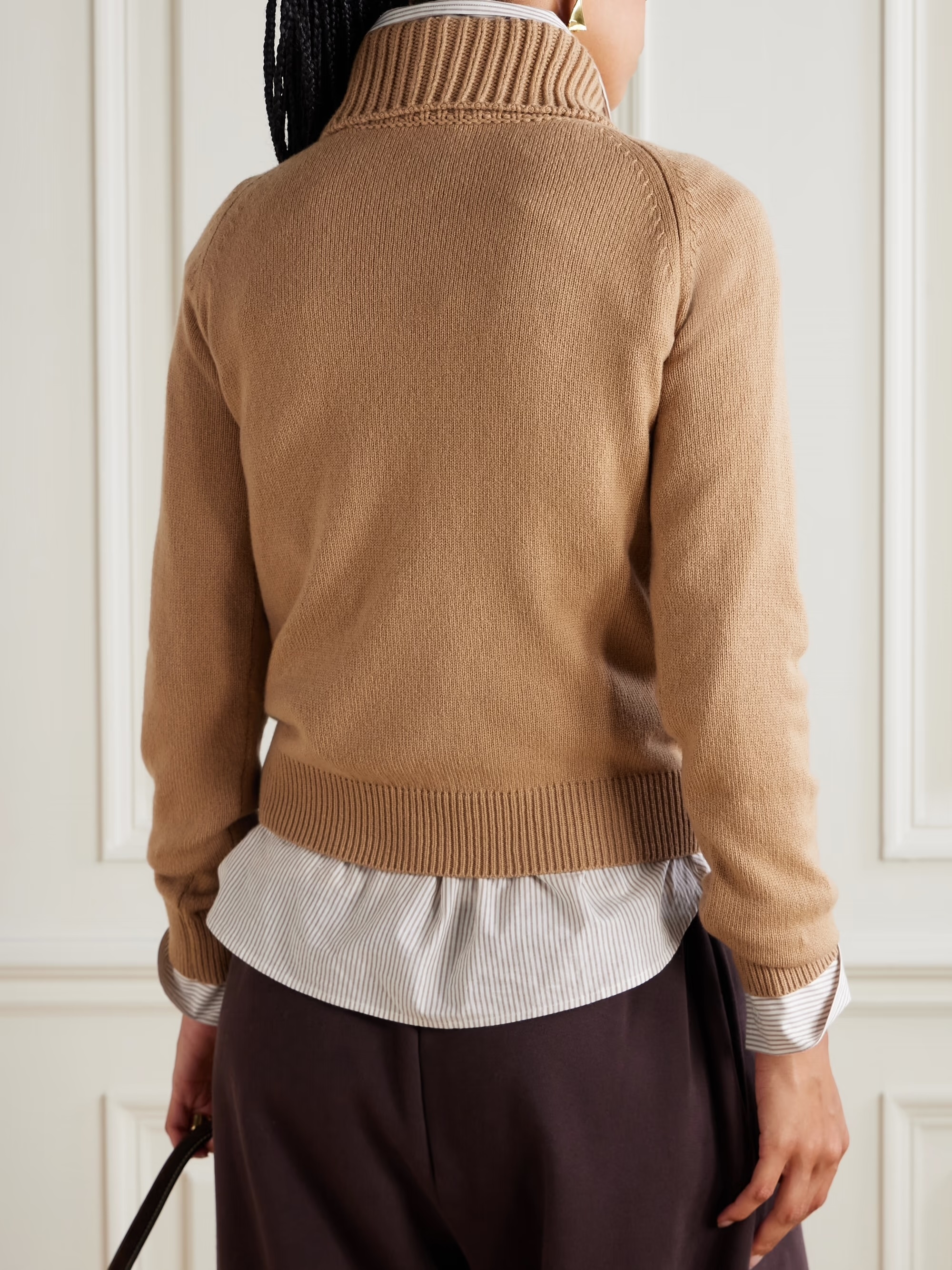 Made-to-order Cashmere Ribbed Turtleneck Sweater – Camel Beige