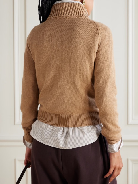 Made-to-order Cashmere Ribbed Turtleneck Sweater – Camel Beige