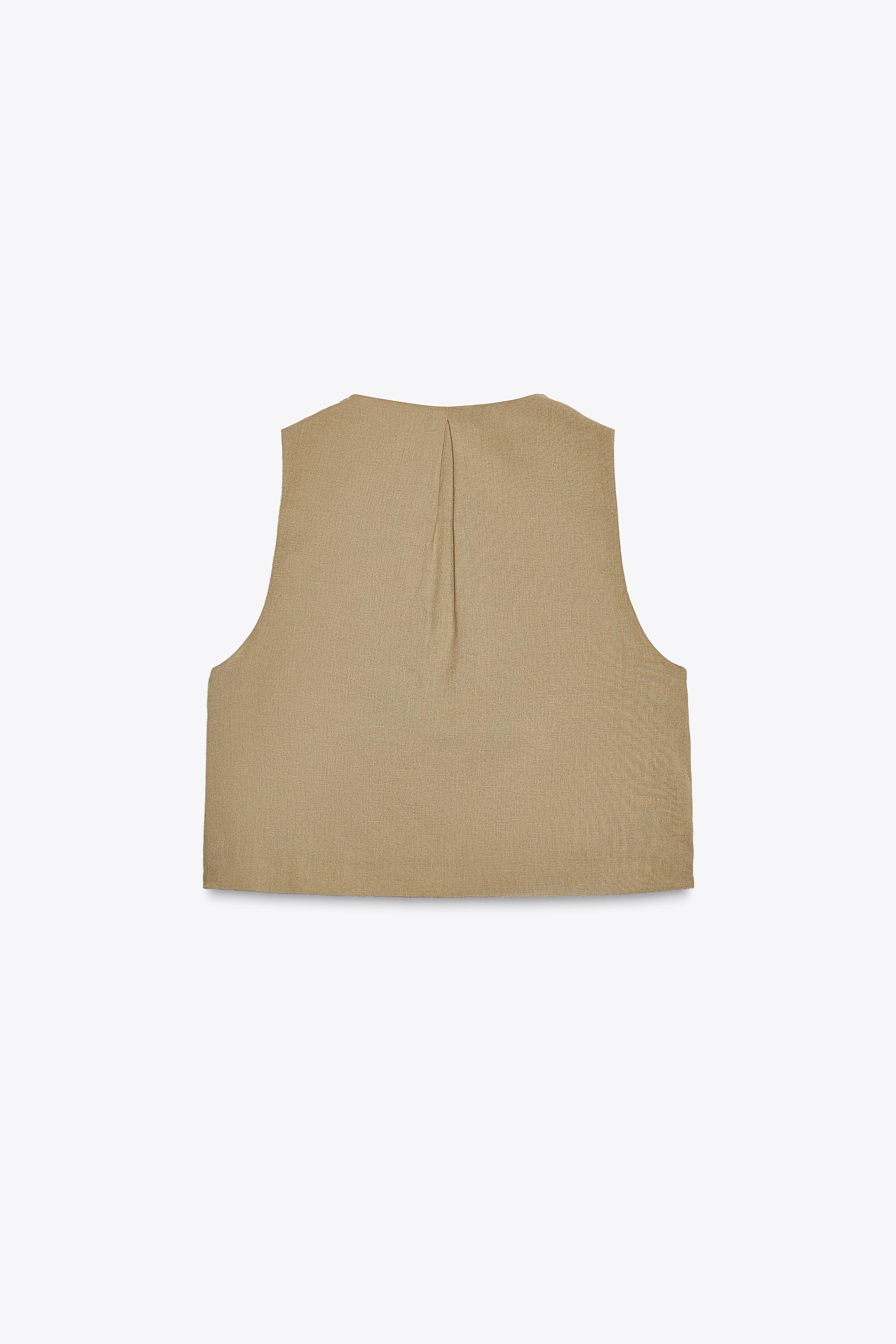 Wholesale Embroidered Linen Vest with Beaded Detailing – Gold & Black