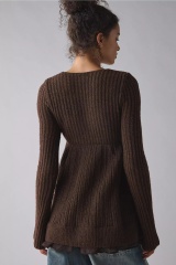 Personalized White Square Neck Knit Sweater with Nordic Pattern