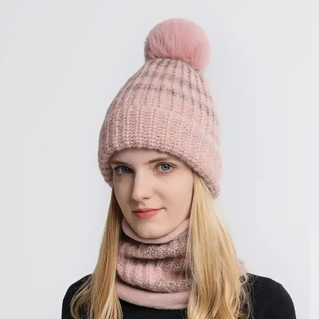 Made-to-order Pink Pom-Pom Knit Beanie Hat