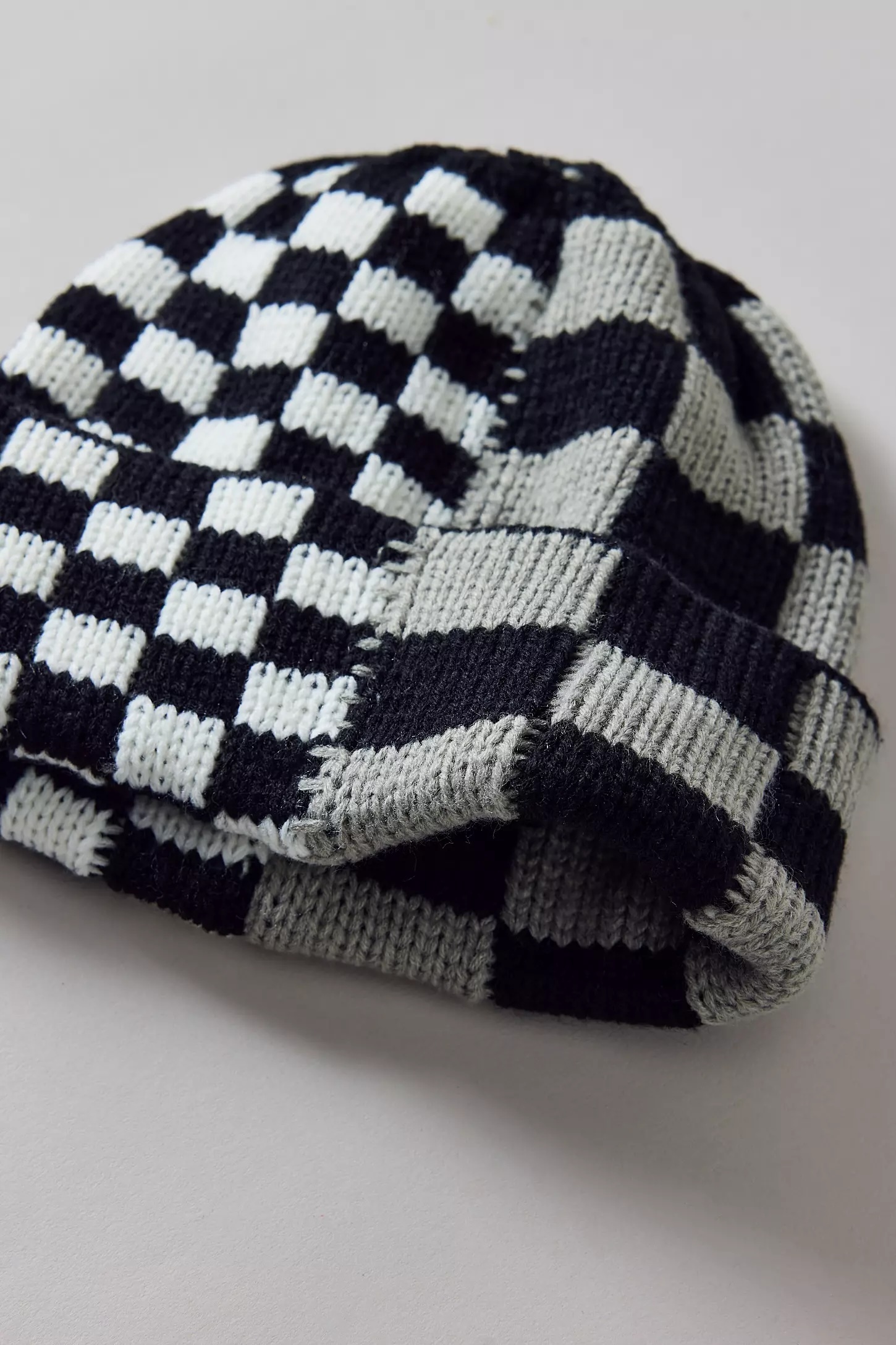 Personalized Checkerboard Knit Beanie Hat