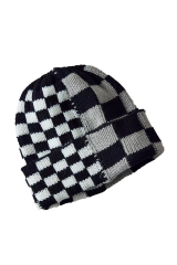 Personalized Checkerboard Knit Beanie Hat