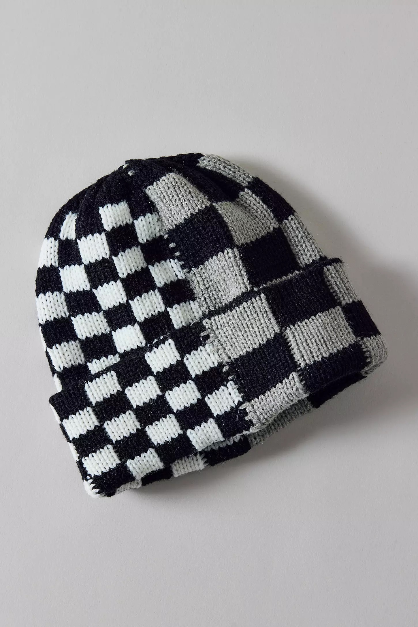 Personalized Checkerboard Knit Beanie Hat