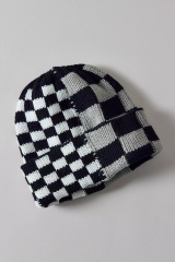 Personalized Checkerboard Knit Beanie Hat