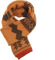 OEM ODM Cozy Knit Winter Scarf - Mustard Yellow and Brown Pattern