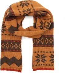 OEM ODM Cozy Knit Winter Scarf - Mustard Yellow and Brown Pattern