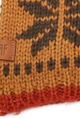 OEM ODM Cozy Knit Winter Scarf - Mustard Yellow and Brown Pattern