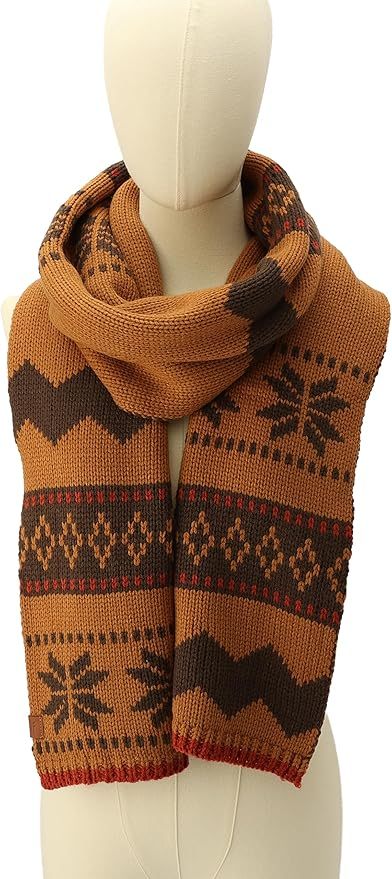 OEM ODM Cozy Knit Winter Scarf - Mustard Yellow and Brown Pattern