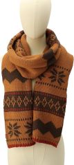 OEM ODM Cozy Knit Winter Scarf - Mustard Yellow and Brown Pattern