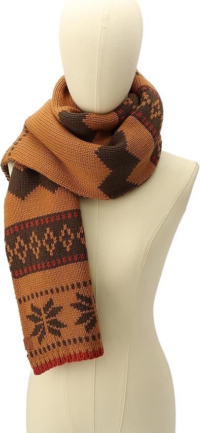 OEM ODM Cozy Knit Winter Scarf - Mustard Yellow and Brown Pattern