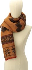 OEM ODM Cozy Knit Winter Scarf - Mustard Yellow and Brown Pattern