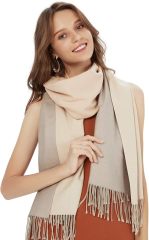 Wholesale Elegant Two-Tone Cashmere Blend Scarf with Fringed Edges