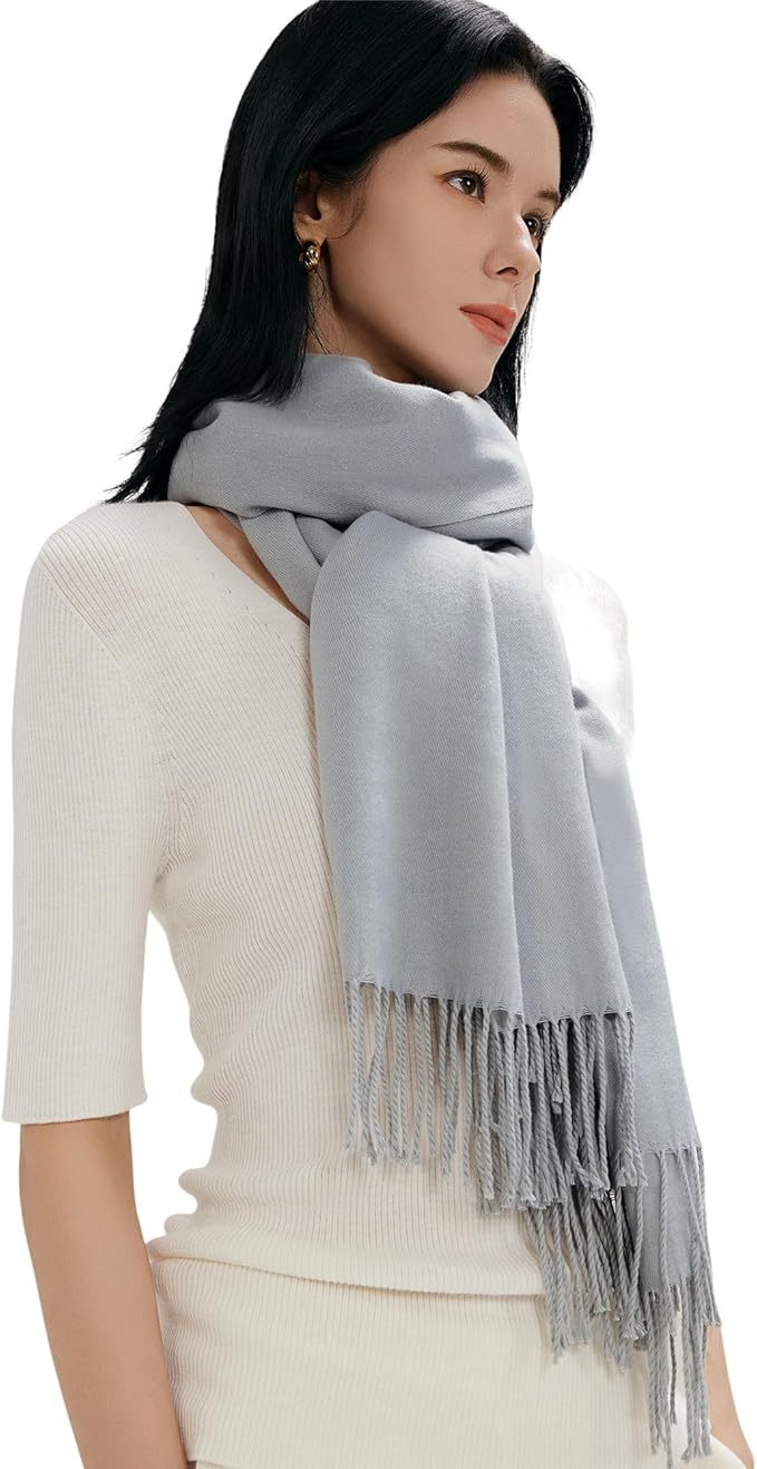 Wholesale Elegant Two-Tone Cashmere Blend Scarf with Fringed Edges