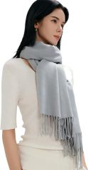 Wholesale Elegant Two-Tone Cashmere Blend Scarf with Fringed Edges