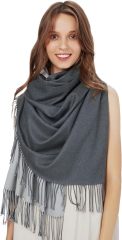 Wholesale Elegant Two-Tone Cashmere Blend Scarf with Fringed Edges