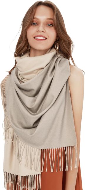 Wholesale Elegant Two-Tone Cashmere Blend Scarf with Fringed Edges