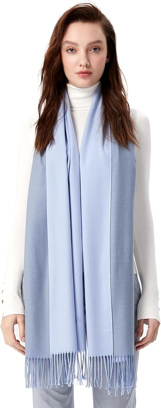 Wholesale Elegant Two-Tone Cashmere Blend Scarf with Fringed Edges
