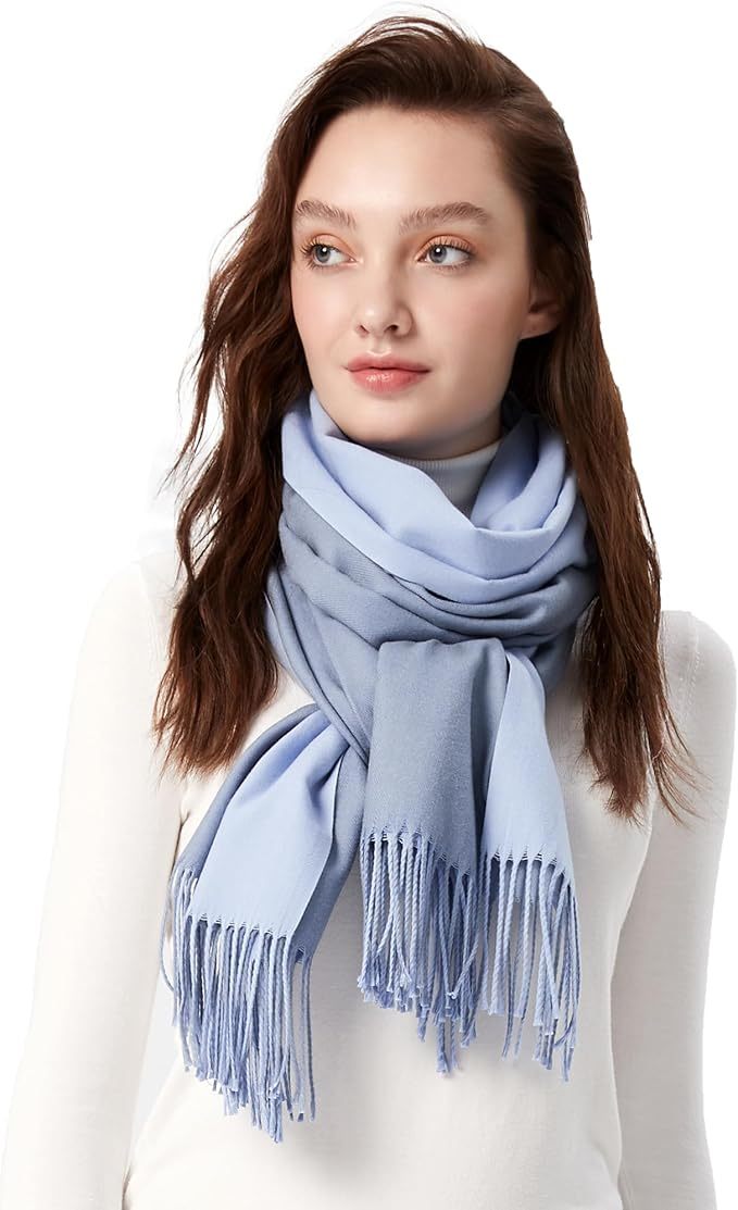 Wholesale Elegant Two-Tone Cashmere Blend Scarf with Fringed Edges