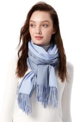 Wholesale Elegant Two-Tone Cashmere Blend Scarf with Fringed Edges