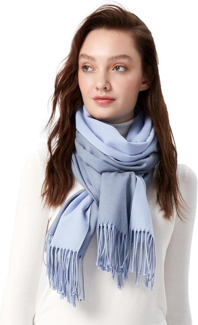 Wholesale Elegant Two-Tone Cashmere Blend Scarf with Fringed Edges