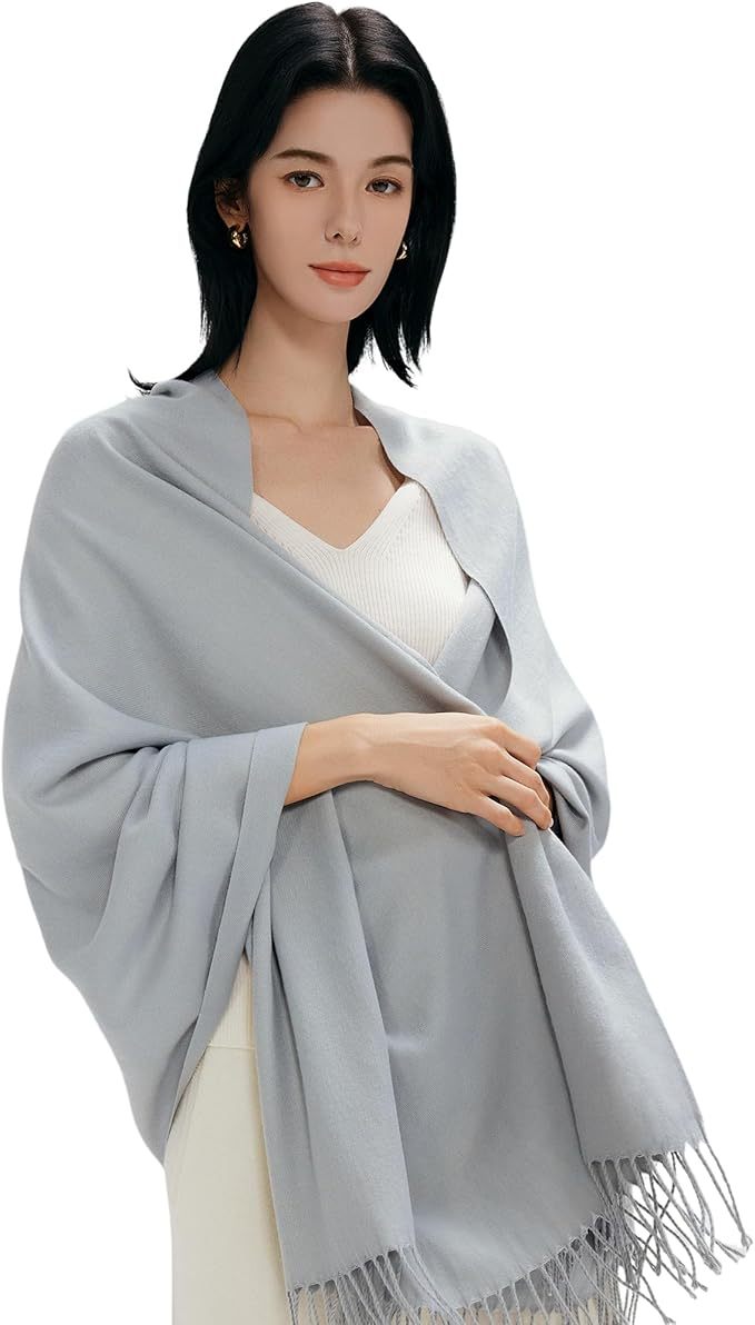 Wholesale Elegant Two-Tone Cashmere Blend Scarf with Fringed Edges