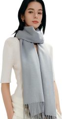 Wholesale Elegant Two-Tone Cashmere Blend Scarf with Fringed Edges