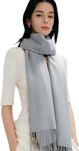Wholesale Elegant Two-Tone Cashmere Blend Scarf with Fringed Edges