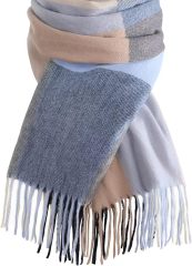 Customized Multi-Color Block Cashmere-Blend Scarf with Fringe