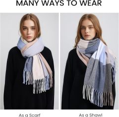 Customized Multi-Color Block Cashmere-Blend Scarf with Fringe