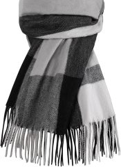 Customized Multi-Color Block Cashmere-Blend Scarf with Fringe