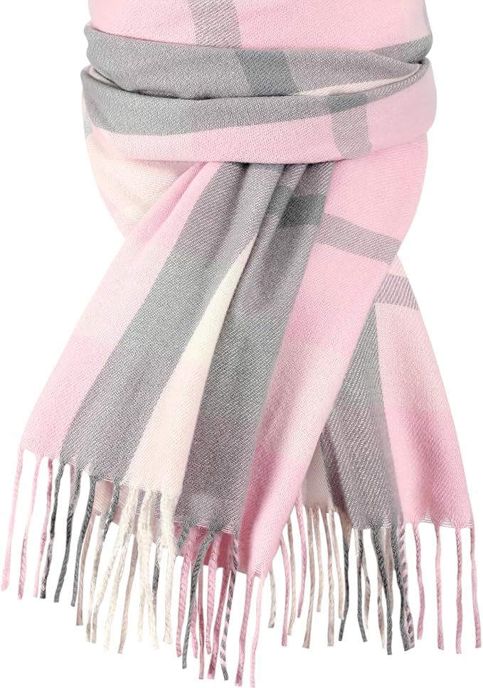 Customized Multi-Color Block Cashmere-Blend Scarf with Fringe